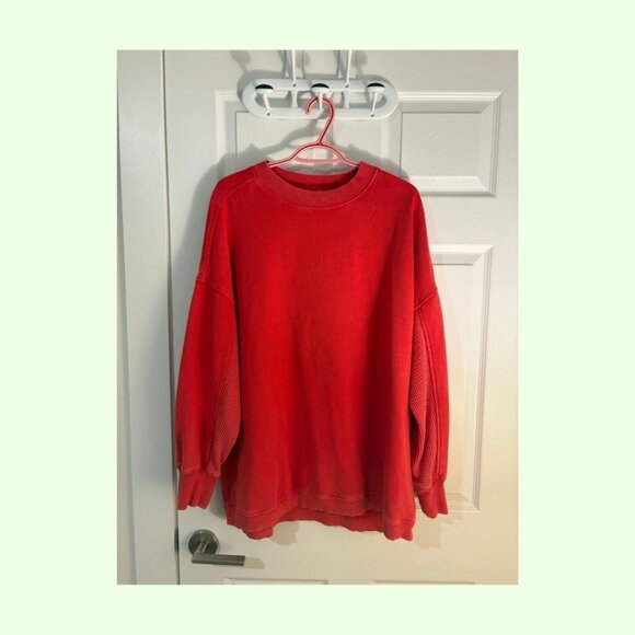 Aerie "Getaway" Crewneck Sweatshirt, Bright Red, Size L - Picture 2 of 4